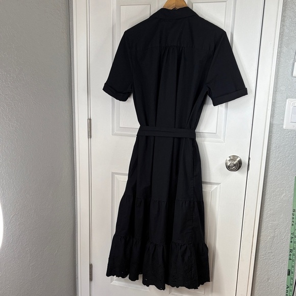 Chico's Black Eyelet Hem Midi Dress with Tie Belt & Pockets Sz 2.5 (14) - Picture 9 of 14